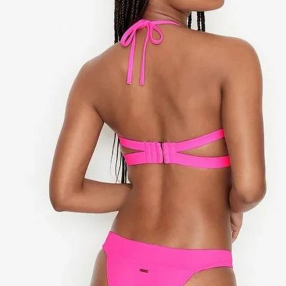 Victorias Secret Hottie Bikini Halter Top 36C Barbie Hot Pink Padded Sexy Swim - Picture 4 of 11